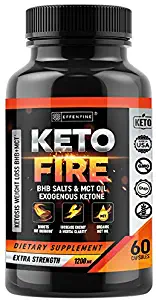 Keto Weight Loss MCT Pills - Keto Fire Exogenous Ketones BHB Capsules - Reach Ketosis Faster - 60 Capsules