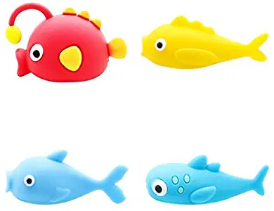 Cable Bites Marine Animals 4 Pack Fish Data Cord Line Charger Protector Cable Buddies Compatible for iPhone USB Cable Saver Chewers Cable Bite Cute Creative Gift Phone Accessory Adorable Desk Decor