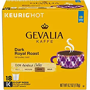 Gevalia Dark Royal Roast Coffee Keurig K Cup Pods (72 Count, 4 Boxes of 18)