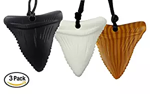 Mommy's Touch 3-Pack Shark Tooth Silicone Chews - Gender Neutral Teething Necklace for Children - Oral Sensory Chewy Teether Necklaces for Autistic Chewers - Chewelry for Baby Boys and Girls