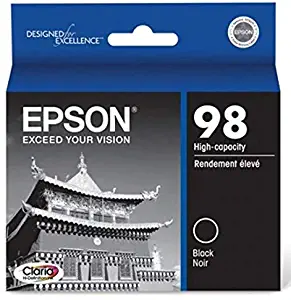 Epson T098120 OEM Ink - (98) Artisan 700 710 725 730 800 810 835 837 Claria Hi-Definition High Capacity Black Ink (550 Yield)
