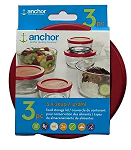 Anchor Hocking Replacement Lid 2 Cup/472 ml, set of 3 lids, red round