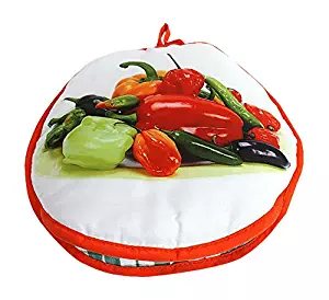 Tortilla Warmer 12" - Insulated Fabric Pouch by the Foodwarmer Company - Keeps tortillas warm for one hour after just 45 microwave seconds (Peppers)