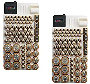 Range Kleen Battery Organizer Storage Case by Holds 82 Batteries Various Sizes WKT4162 Removable Battery Tester (2 Pack)