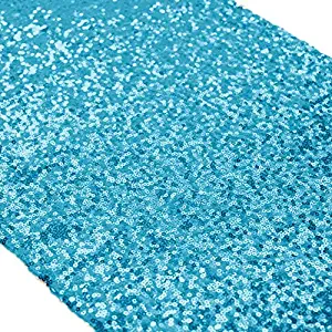 ShinyBeauty Sequin Table Runner Turquoise 12x108-Inch Aqua Party Runner 30Th Birthday Decorations