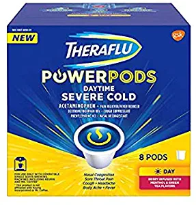 Theraflu PowerPods Daytime Severe Cold Medicine, Berry with Menthol & Green Tea Flavors, 8 count (Limited Edition)