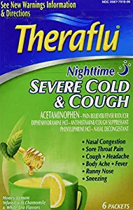 TheraFlu Night Time Severe Cold and Cough, Honey Lemon, 12 ct. (2 Packs of 6 Count Each)