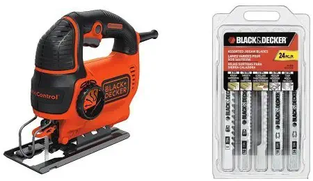 BLACK+DECKER BDEJS600C 5.0-Amp Jig Saw with 75-626 Assorted Jigsaw Blades Set, Wood and Metal, 24-Pack