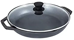 Lodge Chef Collection 12 In Cast Iron Everyday Chef Pan with Tempered Glass Lid. A Kitchen Staple Seasoned for Sautéing, Stir Frying, Broiling, Grilling. Made from Quality Materials to Last a Lifetime