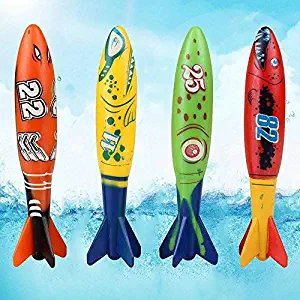 Ytuomzi Pool Diving Toys Throwing Bandits Underwater Gliding Shark Swimming Glides Toys Small Water Rockets 4 Colorful Fun Toy for The Pool and Bath