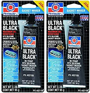 Permatex 82180 Ultra Black Maximum Oil Resistance RTV Silicone Gasket Maker, 3.35 oz. Tube, 2 Pack