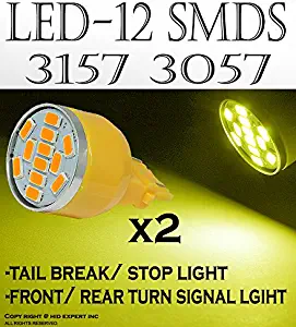 ICBEAMER 2 PRS 3056 3156 3157 3356 3456 12 LED SMDs Replace Turn Signal Halogen Light Bulbs Lamps [Color:Amber Yellow]