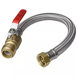 SharkBite U3068FLEX18BVLFA Flexible Water Heater Connector with Ball Valve, 1/2 inch x 3/4 inch FIP, Push-to-Connect Braided Stainless Steel, Water Heater Hose