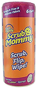 Scrub Daddy- Scrub Mommy - Dual Sided Sponge & Scrubber, Soft in Warm Water, Firm in Cold, FlexTexture, Deep Cleaning, Dishwasher Safe, Multipurpose, Scratch Free, Odor Resistant, Ergonomic (6 Count)