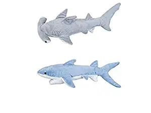 Adventure Planet - Set of 2 Plush SHARKS Mako and Hammerhead Shark - Stuffed Animal -Ocean Life - Soft Cuddly Shark Week Tank Toy,20in. and 19in. set