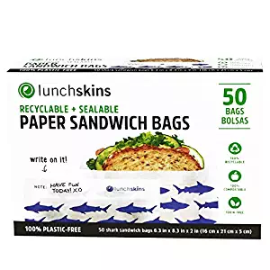 Lunchskins RB-50-SAND-SHARK Recyclable + Sealable Sandwhich/Snack(single Pack) Navy Shark