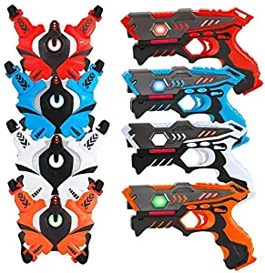 [UPGRADED] VATOS Infrared Laser Tag Gun Set for Kids Adults with Vests 4 Pack,Laser Tag Game 4 Players Indoor Outdoor,Laser Tag Blaster,Group Activity Fun Toy for Kids Age 6 7 8 9 10 11 12+ Boys Girls
