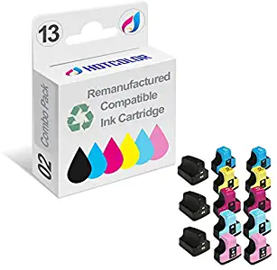 HOTCOLOR Remanufactured Ink Cartridge Replacement for HP 02 Work for HP Photosmart 3110 3210 3310 8250 C5100 Printer (Black, Cyan, Magenta, Yellow, Light Cyan, Light Magenta, 13-Pack)