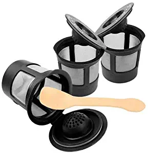 Reusable Filter Cups Compatible with Keurig 1.0 K-Cups Eco Friendly Stainless Steel Mesh Filter - Includes Freedom Clip for Compatibility With Keurig 2.0 Machines (3-Pack)