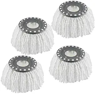 Refill mop Head,Best Value Spin mop Replacement,for Hurricane/mopnado Compatibility 360 Spin mop Replacement Head System Anti-Abrasive Super Clean Microfibers (White-4 Pack)
