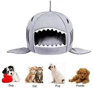 WiseWater Shark Dog Cat Bed, Washable Shark Pet House with Removable Cushion and Waterproof Bottom for Small Medium Dog Cat Puppies(Medium)
