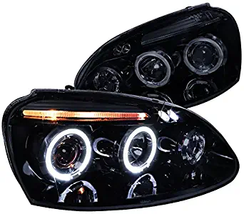 Spec-D Tuning LHP-GLF05G-TM Volkswagen Golf Rabbit Jetta Glossy Black Housing Halo Led Proj Headlights