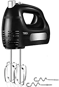 Hand Mixer Electric 6 Speed Mode, TIBEK Hand Held Mixer 300W Ultra Power with Turbo Button and 4 Stainless Steel Attachments (2 Beaters and 2 Dough Hooks), One Button Eject Design
