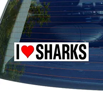 Graphics and More I Love Heart Sharks - Window Bumper Sticker