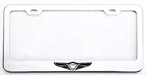 Auggies Chrome Silver Genesis Sport Coupe 4 Door Stainless Steel License Plate Frame Cover Holder Rust Free with Caps and Screws (1)