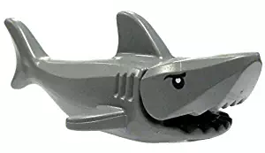 LEGO Parts - Shark "Great White". Dark grey with gills and printed eyes.