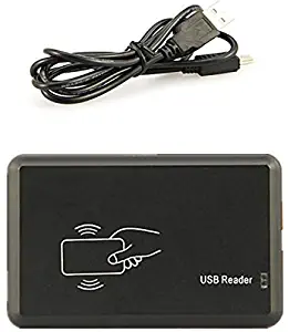 EasyMF RFID Reader Reads Mifare 14443A IC Card UID, Using Config Card to Change O/P Format, Emulate USB Keyboard, AZERTY QWERTY KB Layout + 5 Cards (USB Reader Black)