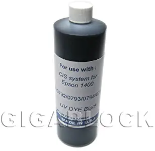 Gigablock UV Dye based Bulk Pint(470ml) Black Refill Ink for CIS System Epson Stylus Photo 1400 and 1410 - Made in USA