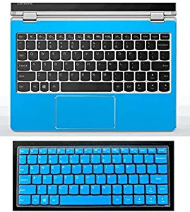 2in1 Palmrest Skin Sticker With Touchpad Cover+ Keyboard Protector for 11.6'' Lenovo Yoga 710 11-inch (shimmery light blue palmrest cover+blue keyboard skin)