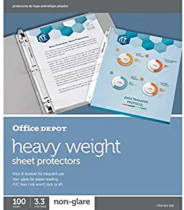 Office Depot Heavyweight Non-Glare Sheet Protectors, 8 1/2in. x 11in, Clear, Pack of 100, 97124
