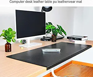 Non-Slip 31.5"x 18.9" Soft Leather Surface Office Desk Mouse Mat Pad with Full Grip Fixation Lip Table Blotter Protector（Black)