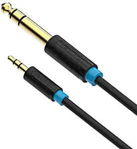 VENTION 5FT 24K 15U Gold Plated 3.5mm 1/8" Male to 6.35mm 1/4" Male TRS Stereo Audio Cable with PVC Infection Molding Shell Design for iPhone, iPod, Laptop,Power Amplifier,Microphone and Guitar ¡­