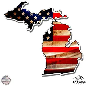 GT Graphics Michigan State Shape American Flag - 5
