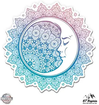 GT Graphics Moon Celestial Pretty Mandala Style - Vinyl Sticker Waterproof Decal