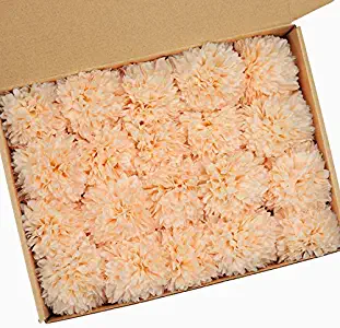MACTING 20 Pcs Artificial Chrysanthemum Ball Flowers Bouquet, Fake Flowers Artificial Hydrangea Pack in Box for Wedding DIY Christmas Baby Shower Garden Wreath Home Decor Decoration(Champagne)