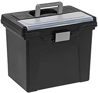 Office Depot Large Mobile File Box, Letter Size, 11 5/8in.H x 13 3/8in.W x 10in.D, Black/Silver, 110987
