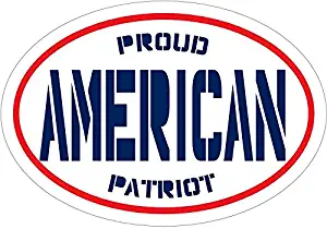 WickedGoodz Oval Proud American Patriot Vinyl Decal - Patriotic Bumper Sticker - Perfect for Windows Cars Tumblers Laptops Lockers