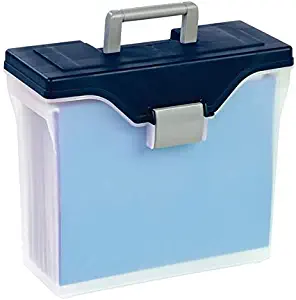 Office Depot Small Mobile File Box, Letter Size, Clear/Blue, 111092
