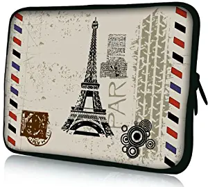 Eiffel Tower Universal 15" 15.4" 15.5" Neoprene Notebook Laptop Soft Sleeve Bag Cover Case for 15.6 Inch Acer Asus Compaq Dell Inspiron XPS Lenovo HP Samsung Toshiba Apple MacBook