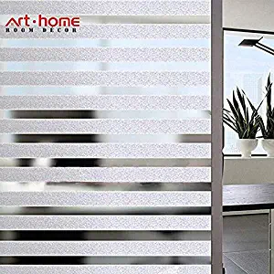 Arthome Decorative Window Film Privacy Film Static Cling Film Non Adhesive Anti UV Glass Strip Pattern Window Sticker for Home Office Meeting Room 35.4 inches by 100 inches