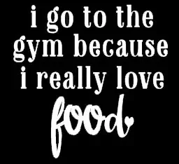 LLI I Go To The Gym Because I Really Love Food | Decal Vinyl Sticker | Cars Trucks Vans Walls Laptop | White |5.5 x 5.5 in | LLI889