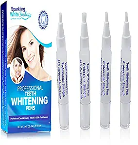Sparkling White Smiles 4 Pack Professional Teeth Whitening Pens - New Improved - Better Value - Fast Teeth Whitening Results - Dental Office Strength