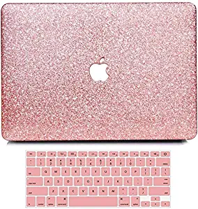MacBook Air 13 inch Case A1369 A1466 Rlease 2010-2017, Anban Glitter Bling Smooth Protective Laptop Shell Slim Snap On Case with Keyboard Cover Compatible MacBook Air 13, Shining Rose Gold