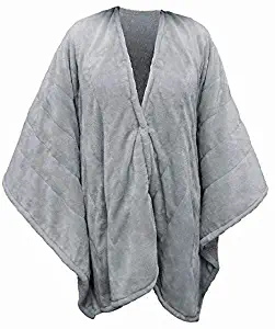 Serta | Wearable Silky Plush Heated Wrap / Throw Blanket (Gray)