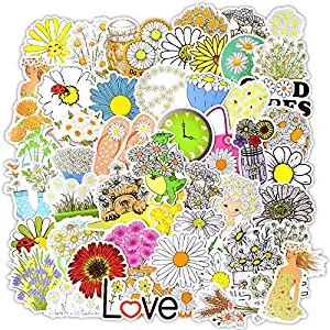 Aesthetic Daisy Sticker Pack of 50 Daisy Flower Stickers Decals for Laptops Hydro Flasks Water Bottles Luggage Helmet