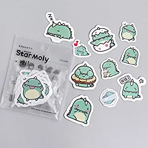 40Pcs/Bag DIY Cute Kawaii Papers Little Green Dinosaur Stickers for Diary Decoration Scrapbooking School Office Stationary